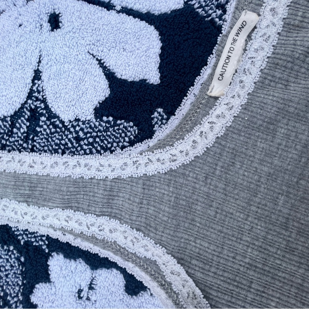 Grey and white laced crop top